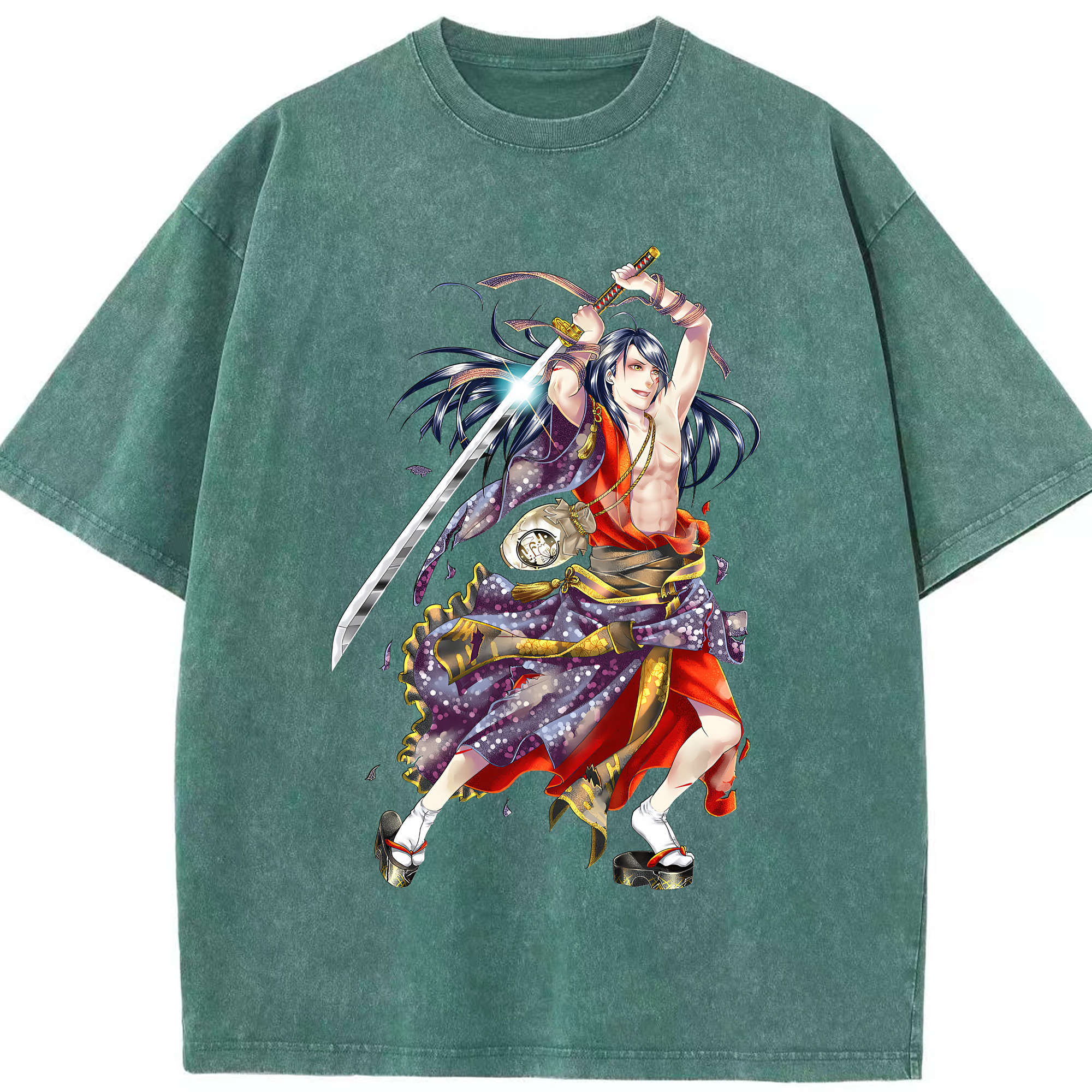 （画像用） 刀剣乱舞 Touken Ranbu 綿100% ヴィンテージ風 半袖Tシャツ（フロントプリント）